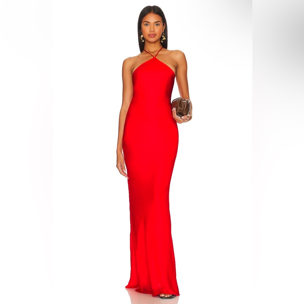 Kira Maxi Dress in Tomato Red -  Line & Dot